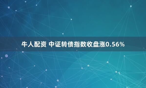 牛人配资 中证转债指数收盘涨0.56%